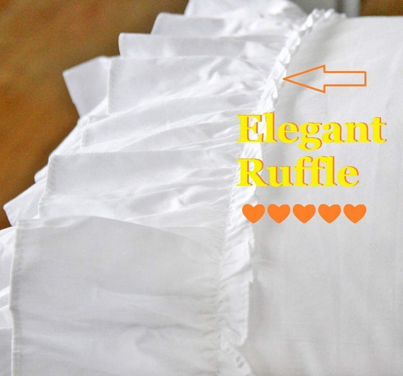QSH Queen's House White Pillowcases Vintage Farmhouse Crochet Pillow Cover Shams Standard Size Set of 2-Style F - Image 3